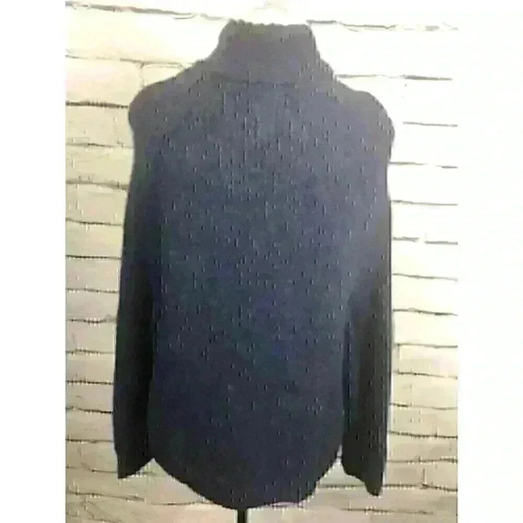 Theory Womens Size S/P Blue Chunky Knit Sweater Wool Blend Twist Front - Picture 2 of 5